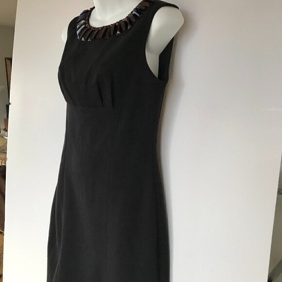 KATE SPADE Diana Ruby Red/Blk Beaded Sleeveless Sheath Black Dress, EUC 6 S - Picture 11 of 15